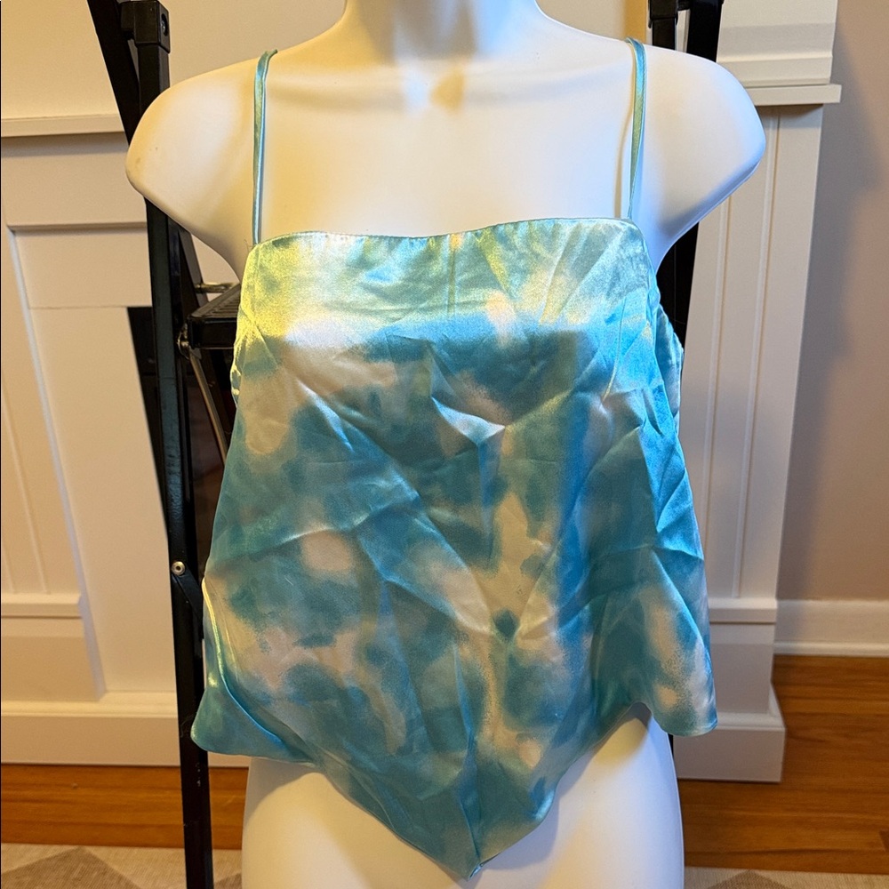 J for Justify Blue and White Satin Tie-Dye Camisole
